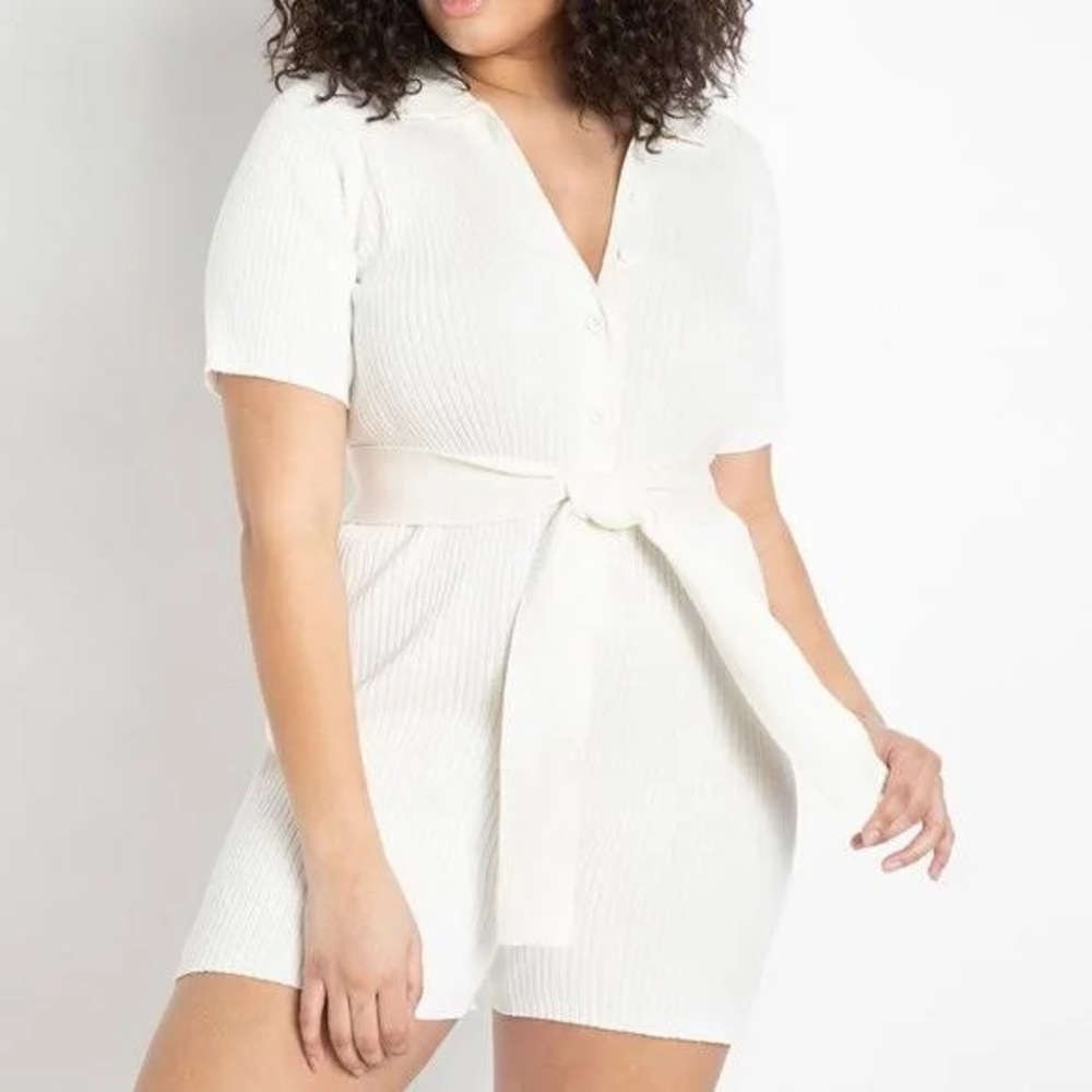 Eloquii Cream Ribbed Knit Romper (Sz 18/20)